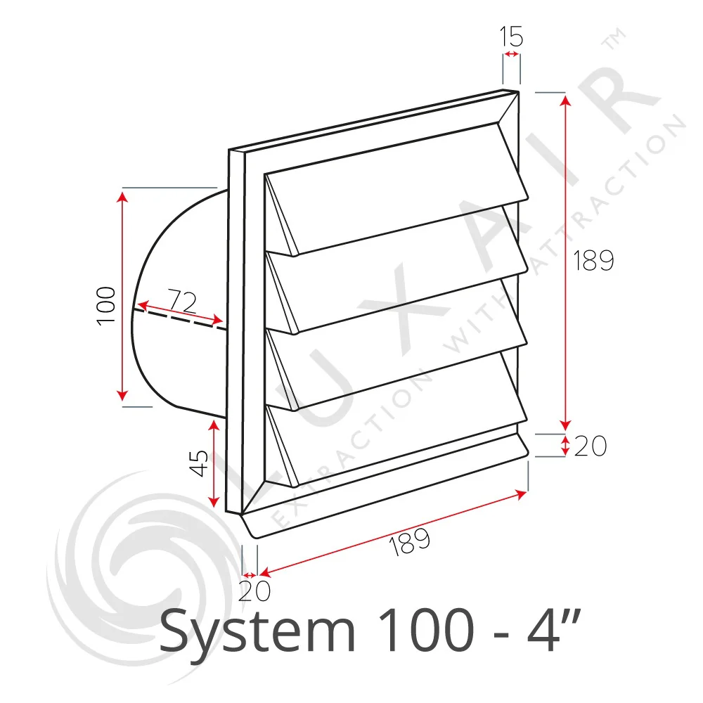 Louvred External Wall Vents - Various Colours - Epcleanlux