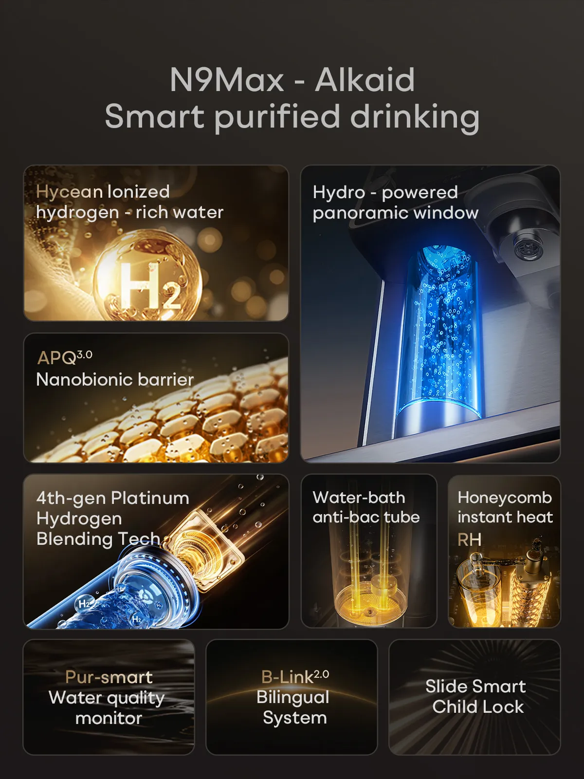 Bewinch N9 Hydrogen Water Purifier, Desktop Home All-in-one Instant Hot Direct Drinking Dispenser with Auto Hydrogen Production and Smart Tea Bar - Epcleanlux